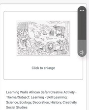 Learning Walls AFRICAN SAFARI 48" 72" One Piece EDUCATIONAL- MADE IN USA NEW