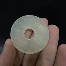 Antique Chinese Jade Bi Disc, Qing Dynasty Ritual Object, 19th Century