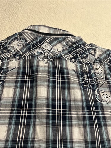 Pop Icon Western Cowboy Men’s Shirt 2XL Southwest Pearl Snap Stitching Design - Picture 10 of 11