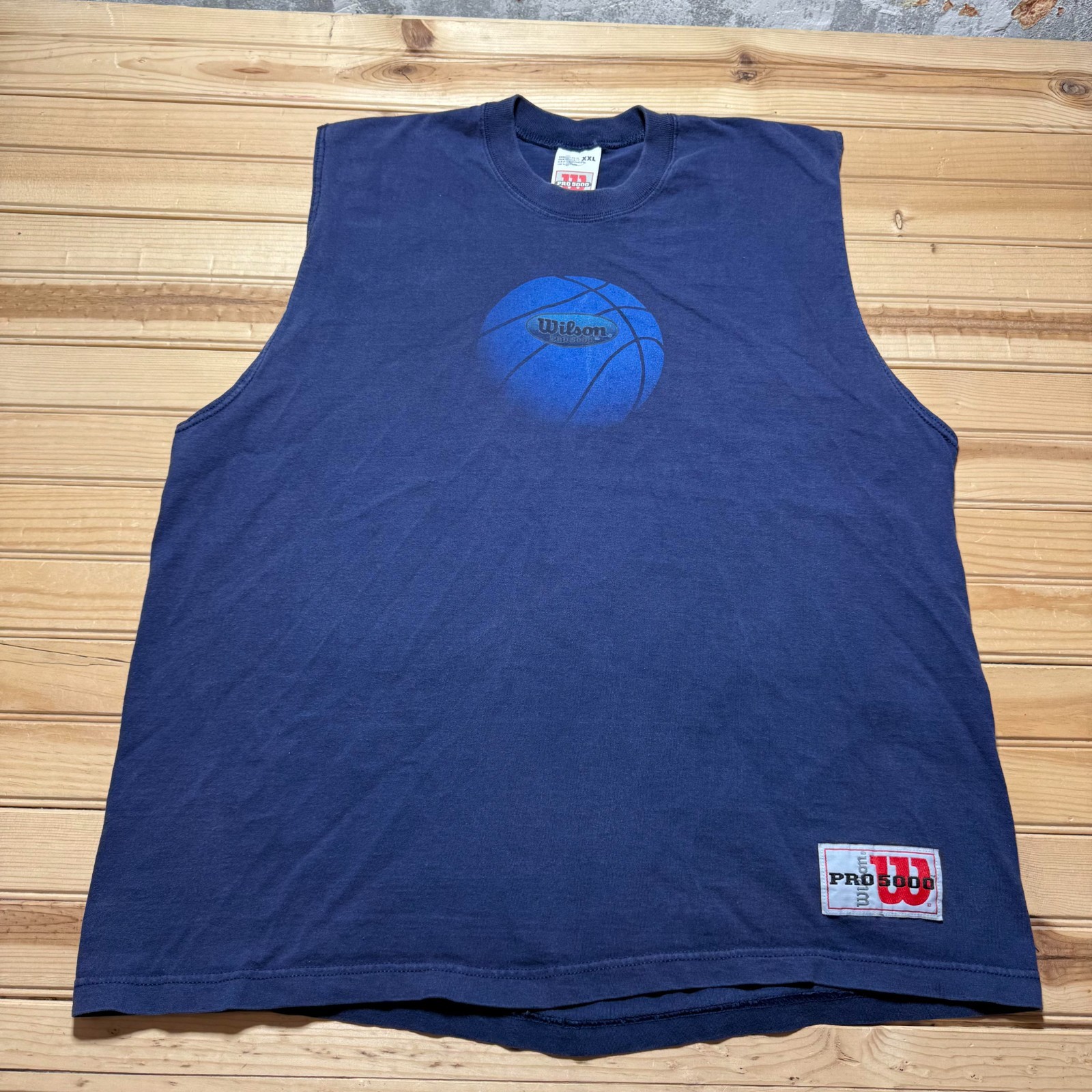 Vintage 90s Wilson Pro 5000 Basketball Sleeveless Graphic Muscle Shirt Size XXL