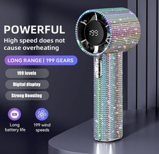 NEW Full Diamond Portable Handheld Turbo Fan,199 Gear Wind,Mini Personal