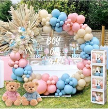 Gender Reveal Baby Shower Decorations 176pcs Pink  Blue Balloons Arch  Box Kit