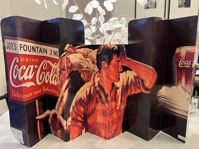 Vintage Coca Cola Cardboard Folding Screen Display Sign 17th National Convention