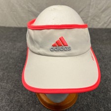 Adidas Pink Three Stripe Logo Runners Visor Womens White Climacool Athletic Hat