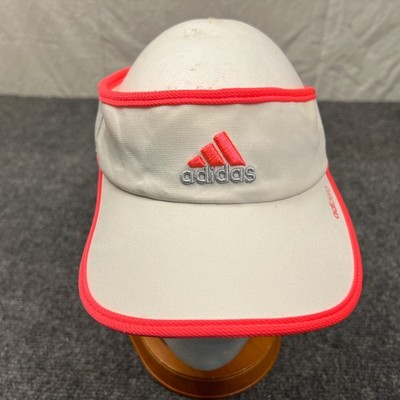 Adidas Pink Three Stripe Logo Runners Visor Womens White Climacool Athletic Hat