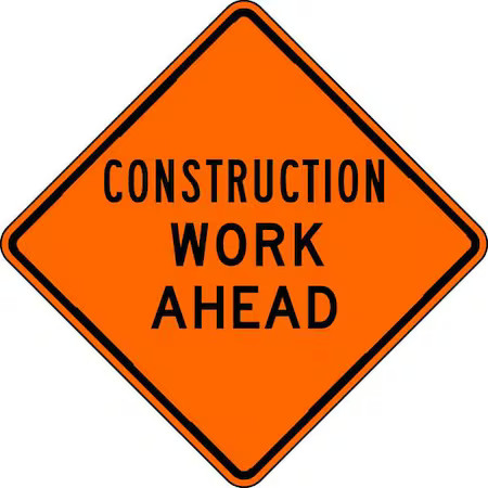 Lyle W20-1W-30Ha Construction Work Ahead Traffic Sign, 30 In Height, 30 In