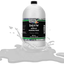 Titanium White Acrylic Ready to Pour Pouring Paint - Premium 64-Ounce Pre-Mix...