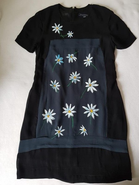 Women French Connection Dress Black Chiffon 36