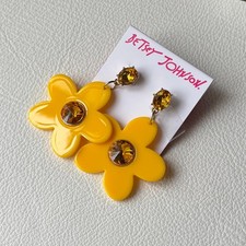 Betsey Johnson Yellow Flower Drop Earrings