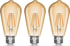 LED Edison 4W Antique Vintage 40W Eq E26 450LM 2300K Amber Warm Non-Dimmable 3pk