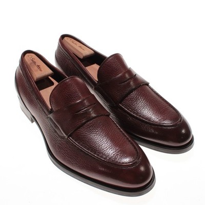 Pastori NWOB Theodoe Slip On Penny Loafers Size 9 US in Brown Pebbled Leather