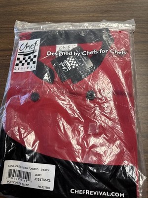 CHEF REVIVAL Double Breast JACKET X LARGE 3/4 Sleeve J134TM-XL Fresh Tomato