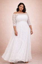 Abito da sposa Torrid Bridal nuovo con etichette bianco pizzo spalle scoperte taglia 14 | taglie forti formale