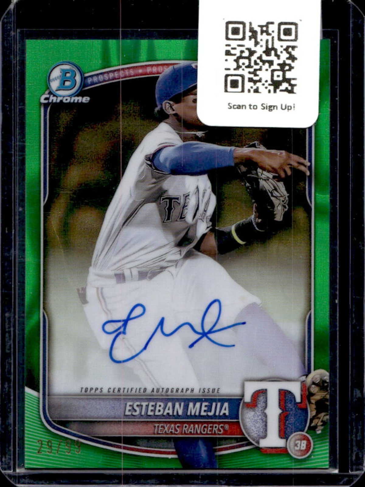 2025 Bowman Esteban Mejia Chrome Auto Green Lava Refractor 1st #29/99