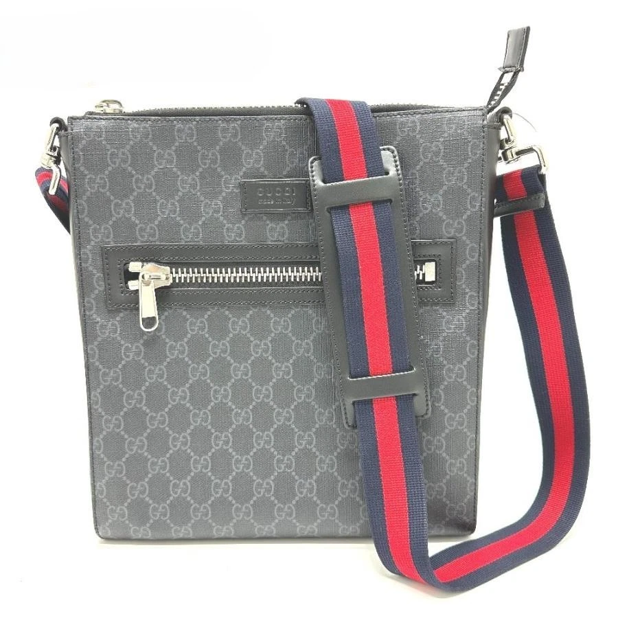 GUCCI Sac Messenger Sac à Bandoulière GG Supreme Toile Noir Homme L26,5 x H29,5cm