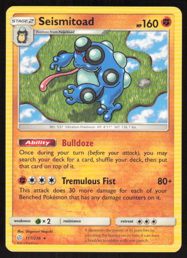 Pokemon Seismitoad Rare 117/236 SM - Cosmic Eclipse LP
