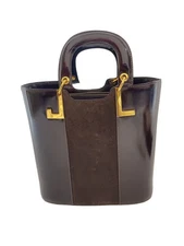 LANVIN Shoulder Bag/Handbag 2-Way Bag Brown Solid Color