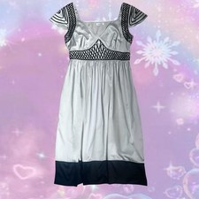 Lovely Size 14 Evening Party Formal Dress In Dove Grey VGC Art Deco Style 