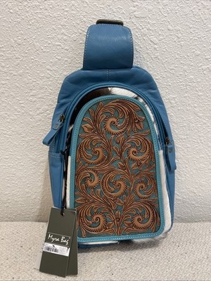 NEW MYRA BAG MORNING RISE  LEATHER SLING SHOULDER BAG Tooled Leather Cow Hide