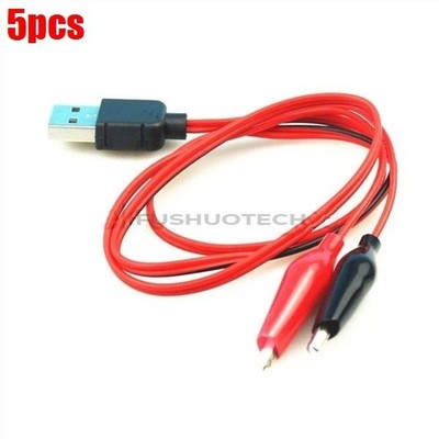 5Pcs Adapter Cable   Test Clips Clamp To Usb Male Connector Power Sup cl *yt