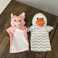 Melissa  Doug Duck and Pig Plush Hand Puppets Set Of 2 Farm Animals