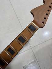 Left Hand Big head 24inch Guitar Neck parts 22Fret Roasted Maple Black Block
