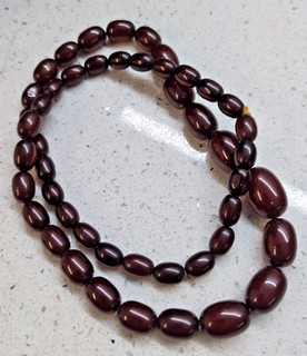 40G GENUINE ANTIQUE CHERRY AMBER CLOUDY SMOKEY BAKELITE GRADUATED FLAPPER BEADS