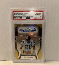 2019 Panini Prizm #FR-RQ ROd Woodson Franchise Legends Signature-Camo /25 PSA 10