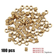 100x/set Threaded Insert Self-clinching Nut-Brass Internal Thread Knurled