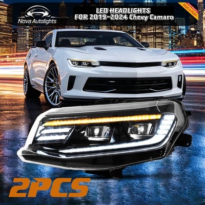 For 2016-2024 Chevrolet Camaro LED Headlights Assembly w/Start-up Animation Pair