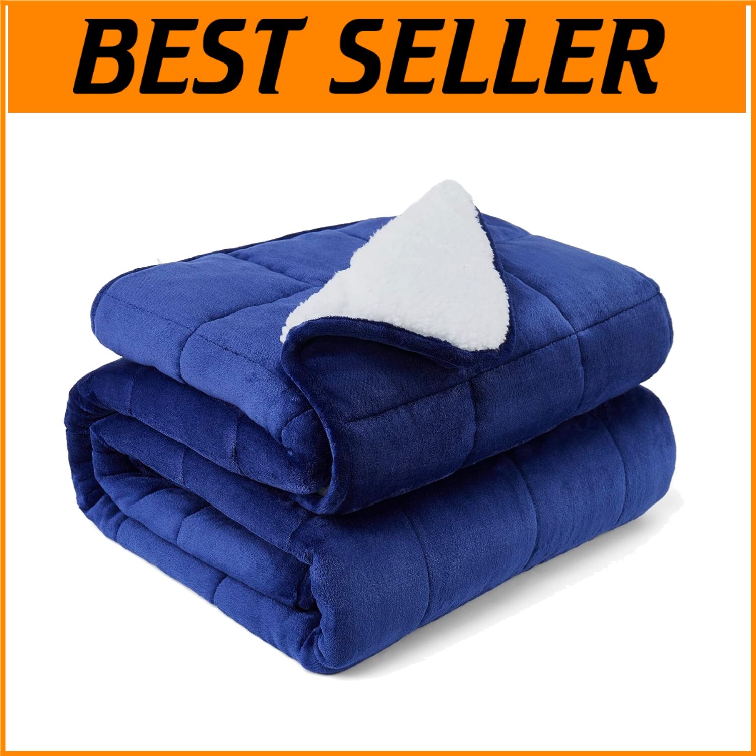 Cozy Navy Blue Sherpa Flannel Weighted Blanket - 15 lbs for Ultimate Relaxation