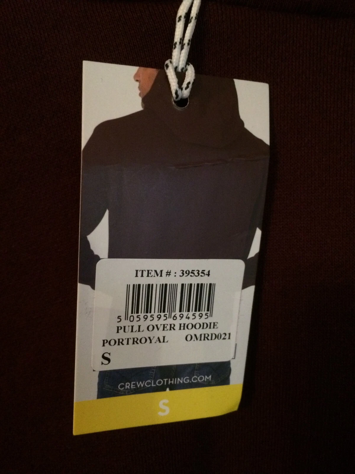 VETEMENTS Felpa con cappuccio Crew Clothing: colore bordeaux. Taglia S. Nuovo con etichette. Spedizione gratuita.