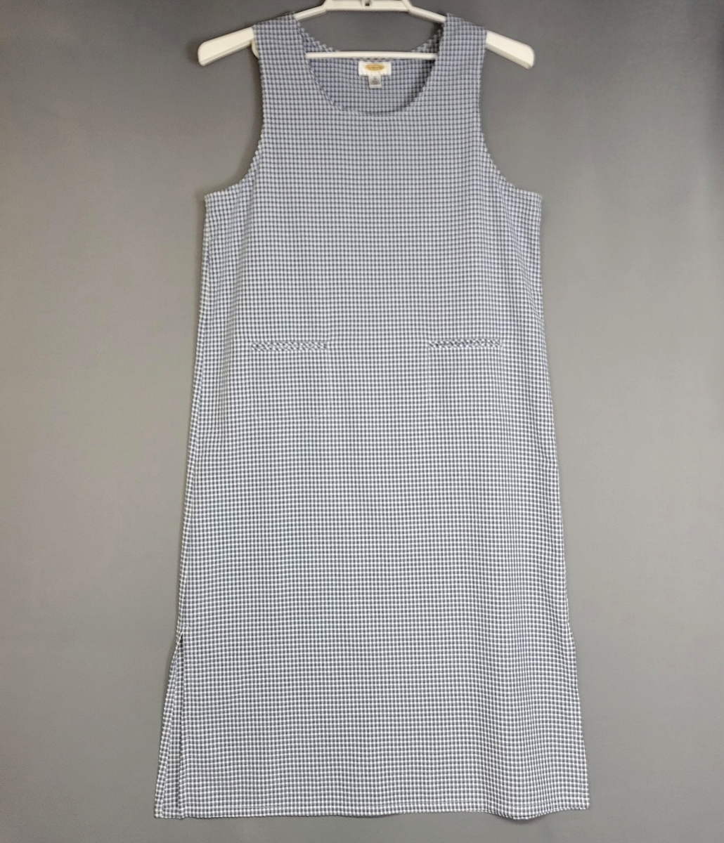 Vintage Talbot Gingham Seersucker Dress Womens 14P Blue White Sleeveless 80's Vintage Talbot Gingham Seersucker Dress Womens 14P Blue White Sleeveless 80's