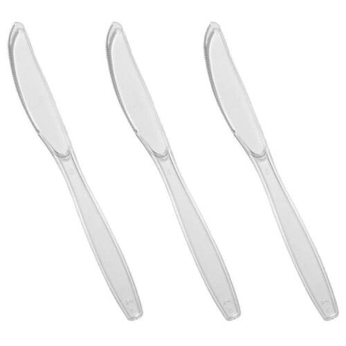 Tithe Heavy Duty Plastic Spoons Knives Forks Clear Reusable Mix Cutlery Set - Picture 15 of 27