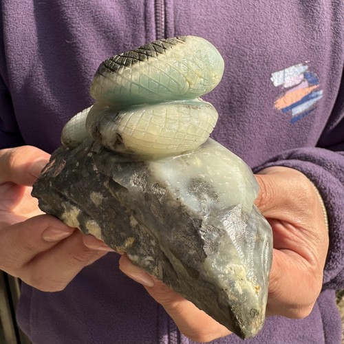 Serpiente de Calcita Caribeña - Exhibición Natural Tallada a Mano Alta Calidad - Imagen 10 de 10