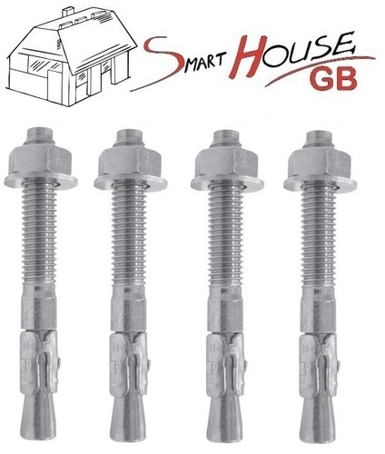 10-Pack Galvanized Steel Wedge Anchor Bolts | 1/2" X 10" With Nuts & Washers | For Concrete