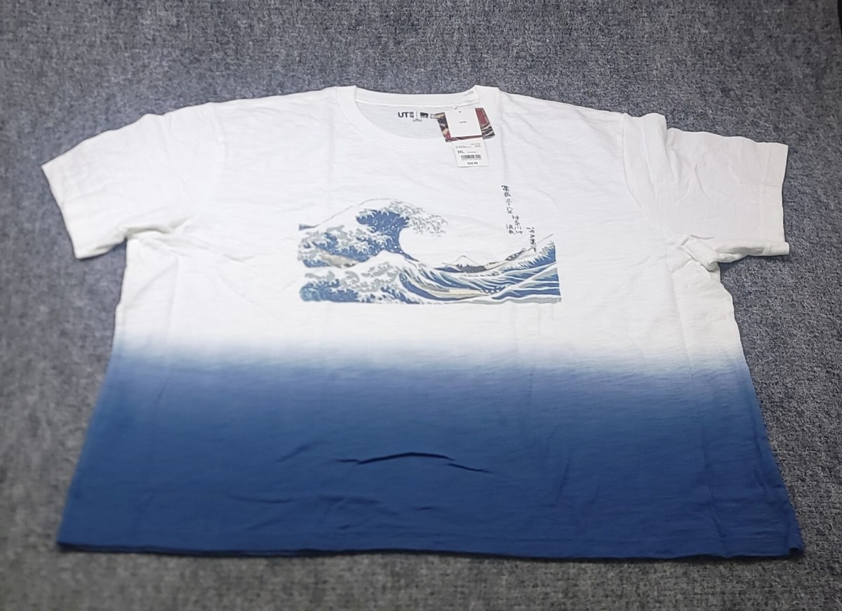 Uniqlo UT Graphic T-shirt Hokusai Blue The Great Wave 3XL Crew