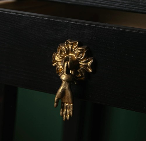 Set of 2 Gold Metal Drawer Door Pulls Cabinets Knobs Pendant Handles Vintage - Picture 3 of 4