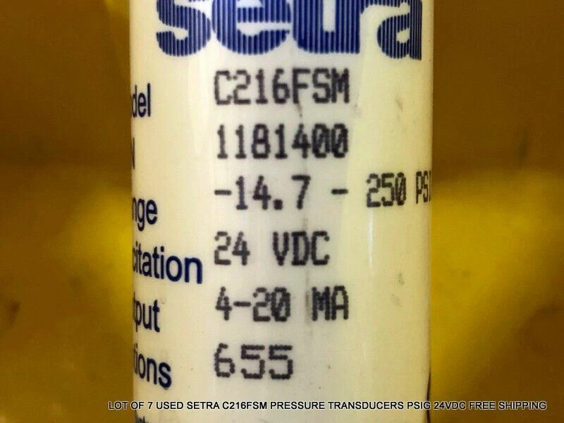 LOTE DE 7 TRANSDUCTORES DE PRESIÓN SETRA C216FSM USADOS PSIG 24 VDC ENVÍO GRATUITO Foto 3 de 4