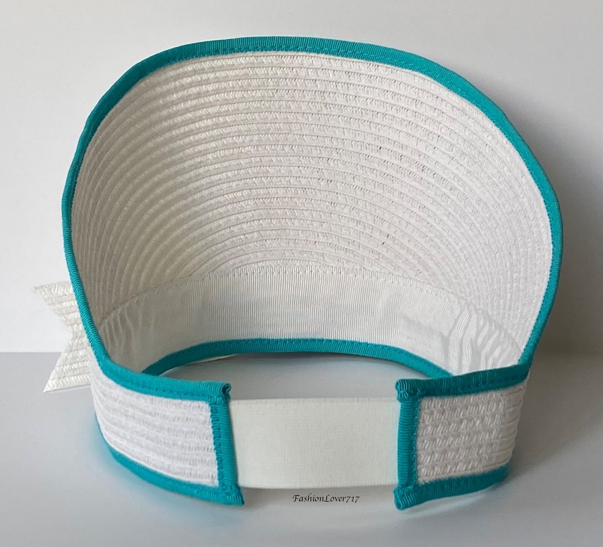 NEW 21S CHANEL WHITE TURQUOISE BLUE PAPIER RIBBON SUN VISOR S | eBay