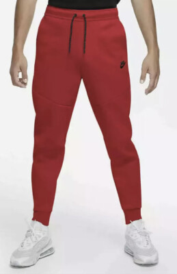 Nike Tech Fleece Jogger Pants Men's Sz Medium M Red Black CU4495