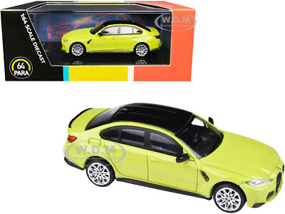 BMW M3 G80 SAO PAULO YELLOW W/BLACK TOP 1/64 DIECAST MODEL CAR PARAGON PA-55204