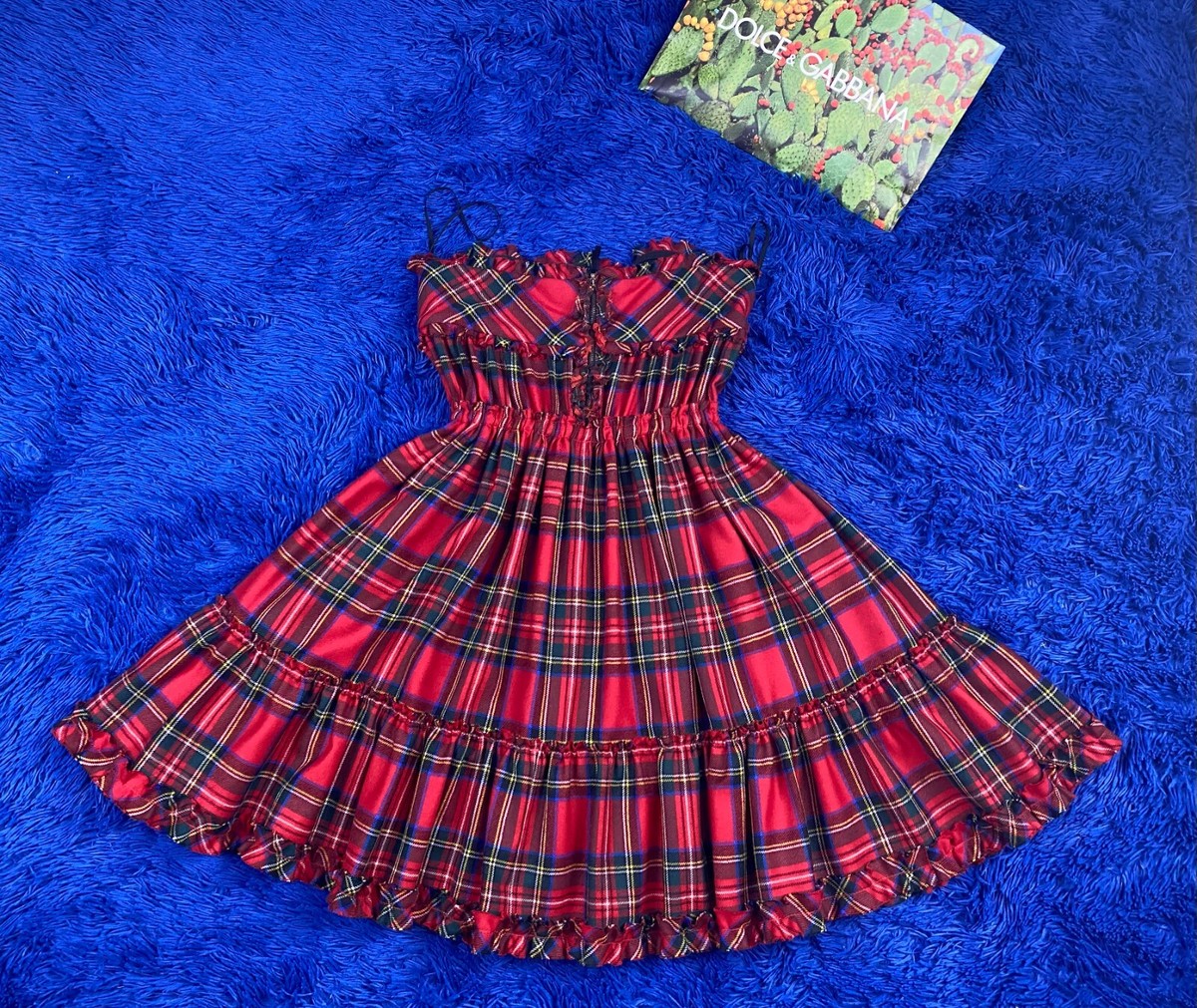 D&G Dolce&Gabbana Dress IT40 red print plaid catwalk very rare 