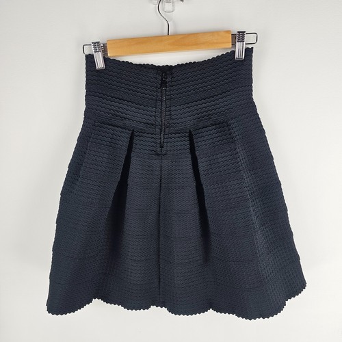 Portmans Skirt Womens 8 Black Mini Back Zip Pleated Stretch Frill Knitted Party - Picture 7 of 7