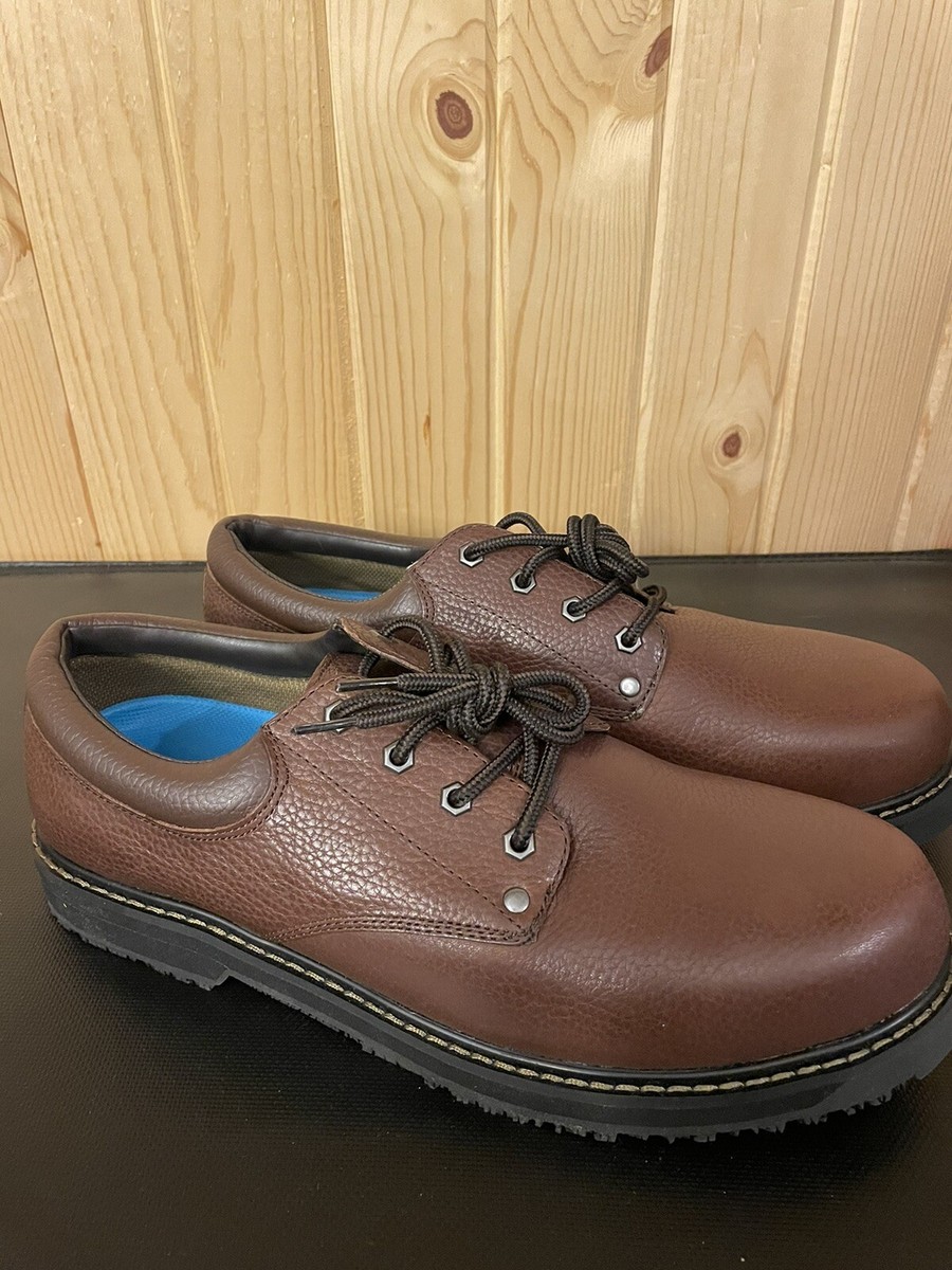 Dr Scholls Men’s Work Shoes Size 14 M Brown Leather Lace Up Dress Casual NEW
