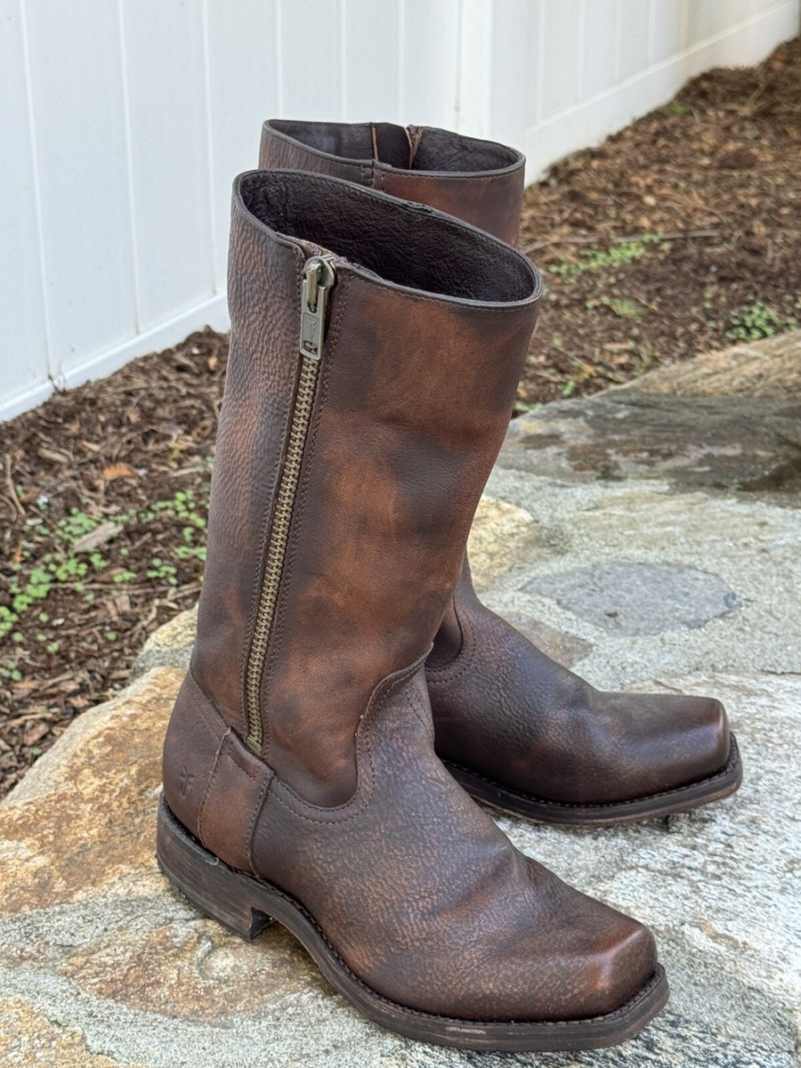 FRYEブーツ　US7•24cm Frye Ladies Carson Piping Chocolate Tall Western Boots