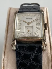 Vintage Elbon Watch Manual Wind Small Seconds Art Deco Rectangular Case 10k RGP