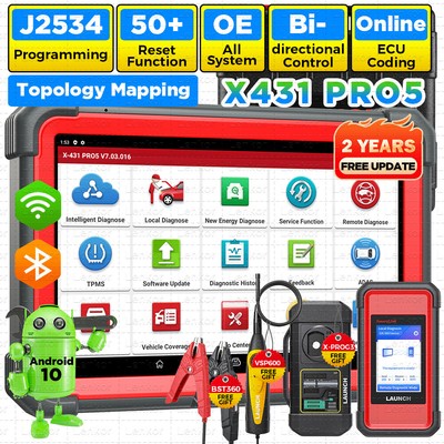 LAUNCH X431 PRO 5 PAD V Car Diagnostic Scanner J2534 Programming Key Coding ADAS