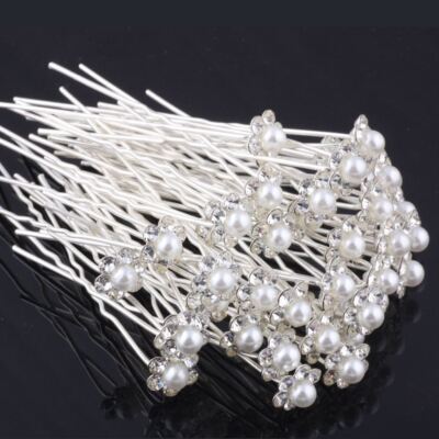 5 Haarnadeln Bobby Perlen Blume Diamant Kristall Clips Abschlussball Hochzeit Braut Party