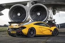 Cars engine airplane mclaren p1 yellow Desk Mat Stitched